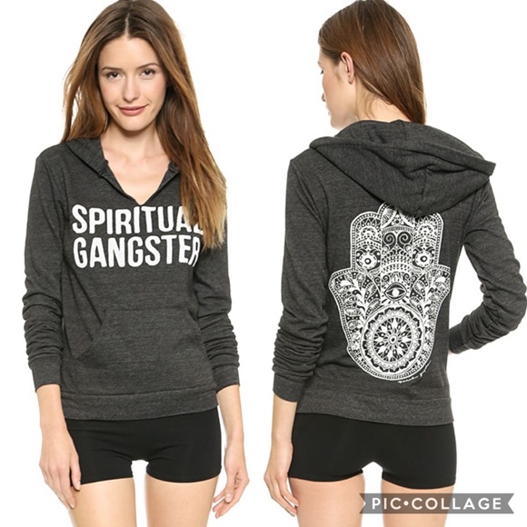 Spiritual Gangster Tops - SPIRITUAL GANGSTER Henna Hamsa Pullover Hoodie
